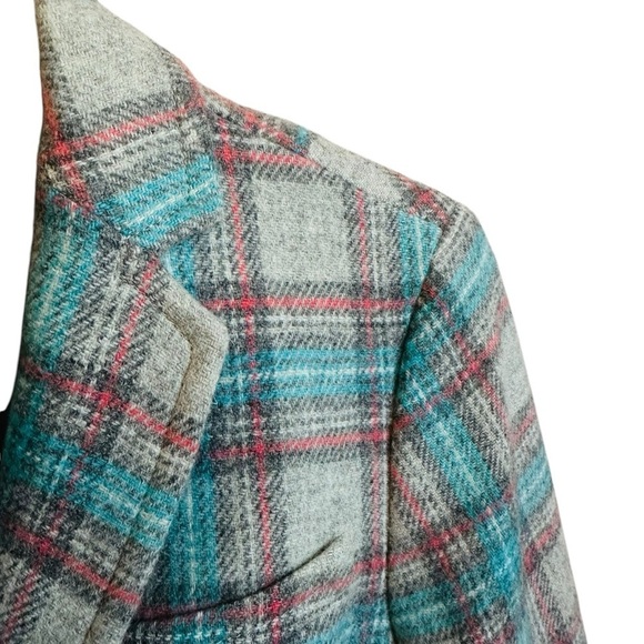 TALBOTS SHETLAND ABERDEEN PASTEL PLAID WOOL BLEND BLAZER SIZE 8 - Picture 6 of 14